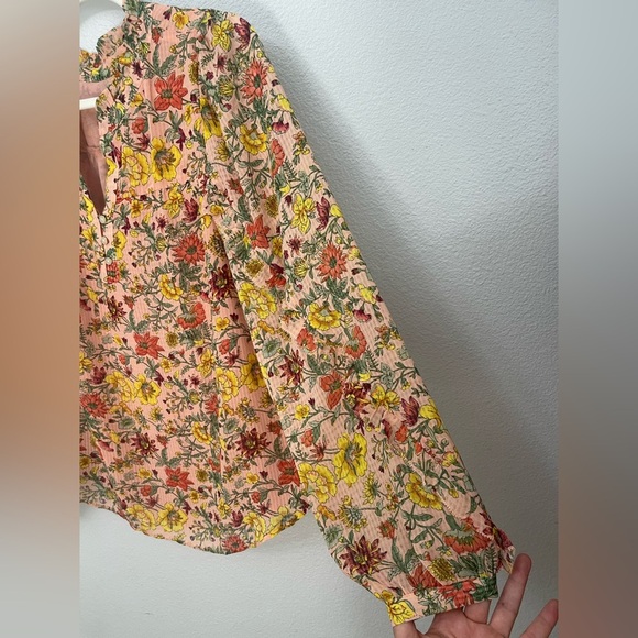 LOFT Garden Ruffle Sleeve Blouse with Lining Size Large - Picture 5 of 11